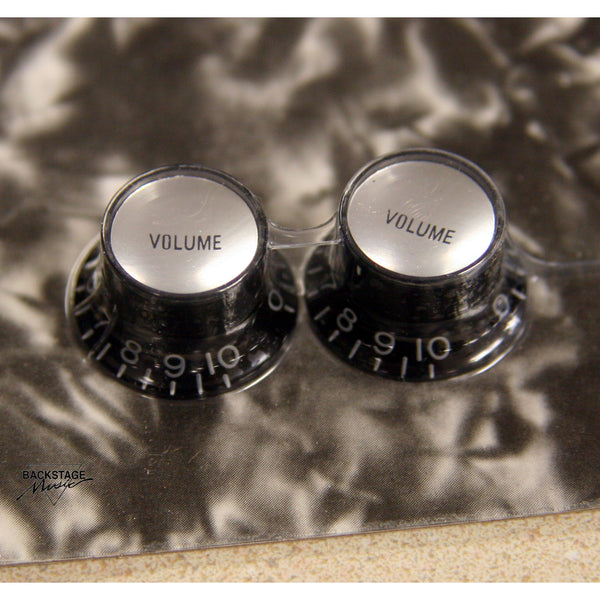 Black Reflector Cap Volume Knobs (Pack of 2)